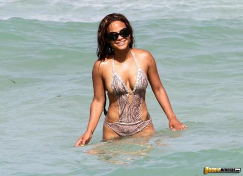 Christina Milian Nude Sexy Scene Beach Showing Tits Gorgeous