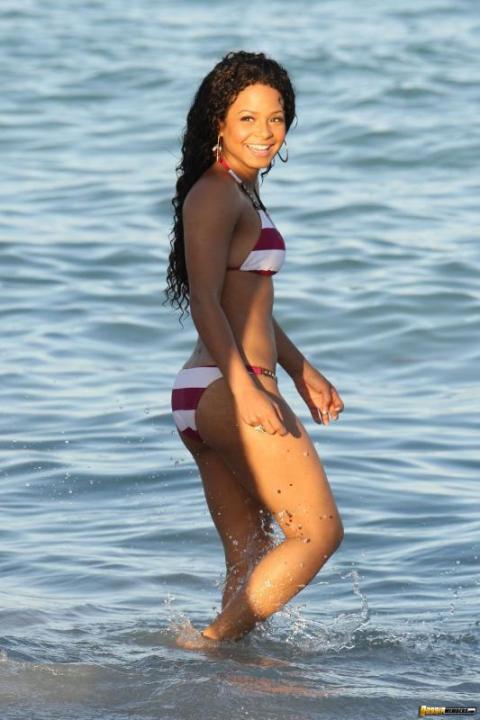Christina Milian Booty Ebony Beach Hollywood Ethnic Bikini